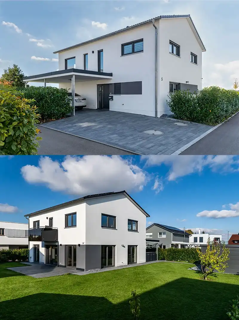Voll unterkellertes Einfamilienhaus mit Carport, Straßenansicht